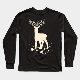 Traditional Christmas Eve Reindeer Snowflake Aesthetic Pattern Long Sleeve T-Shirt